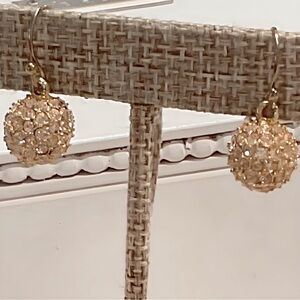 Stella & Dot Vintage Soirée  Elegant Gold Crystal Ball Earrings